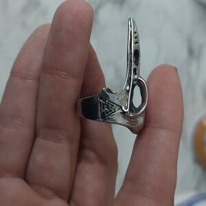 Silver Men's Ring With Runes (Plague doctor Shape)